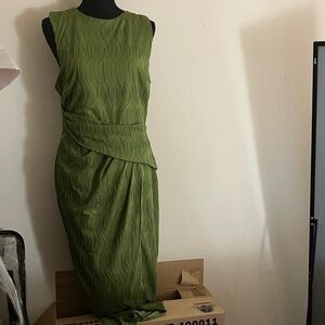 ASOS Olive Green Textured Midi Dress